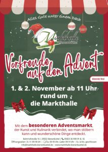 Flyer Adventsmarkt Markthalle Bienenbüttel 1./2. November 2025